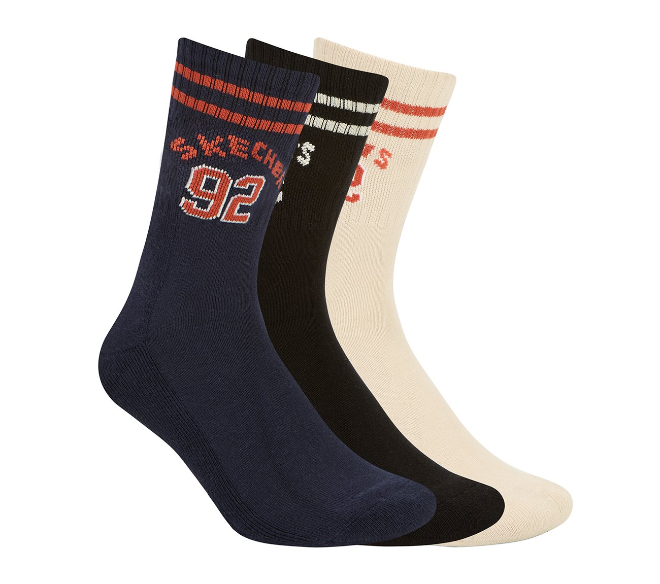 3PK MENS 92 HALF TERRY CREW, NATURAL/NAVY