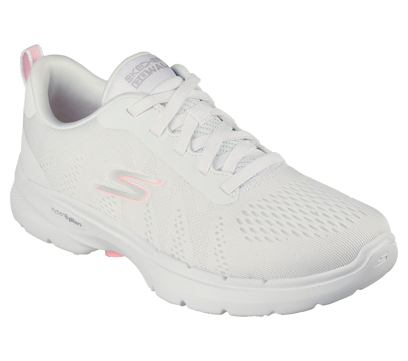GO WALK 6, WHITE/PINK Footwear Right View