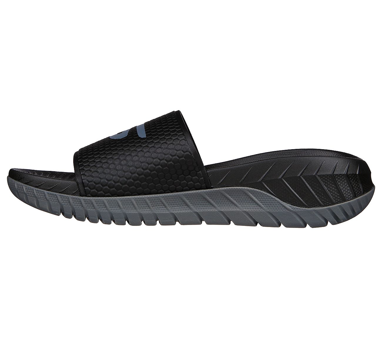 GO RECOVER SANDAL, BLACK/CHARCOAL Footwear Left View