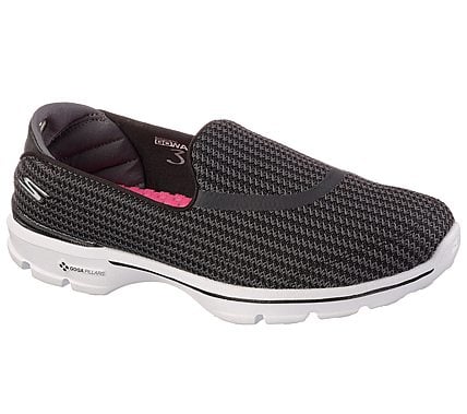 Skechers Black/White Go Walk 3 Womens Slip Shoes - ID: 13980 | India