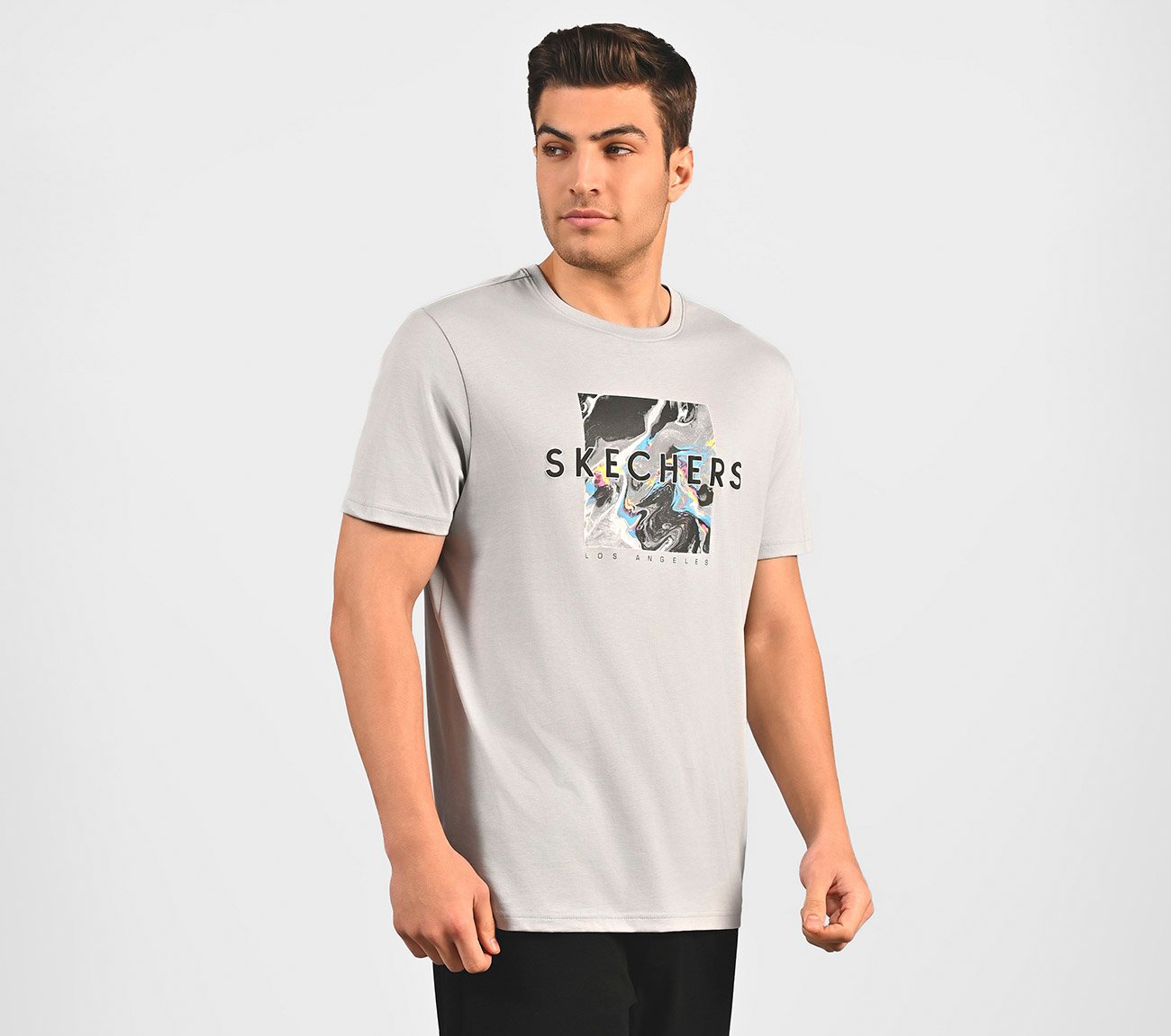 MARBLE  PRINT T SHIRT, CHARCOAL/LT. GRAY Apparel Bottom View