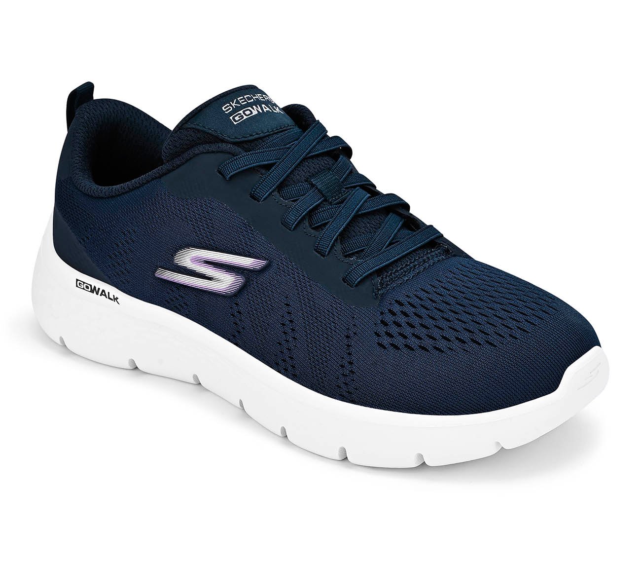 GO WALK FLEX, NAVY/LAVENDER Footwear Right View