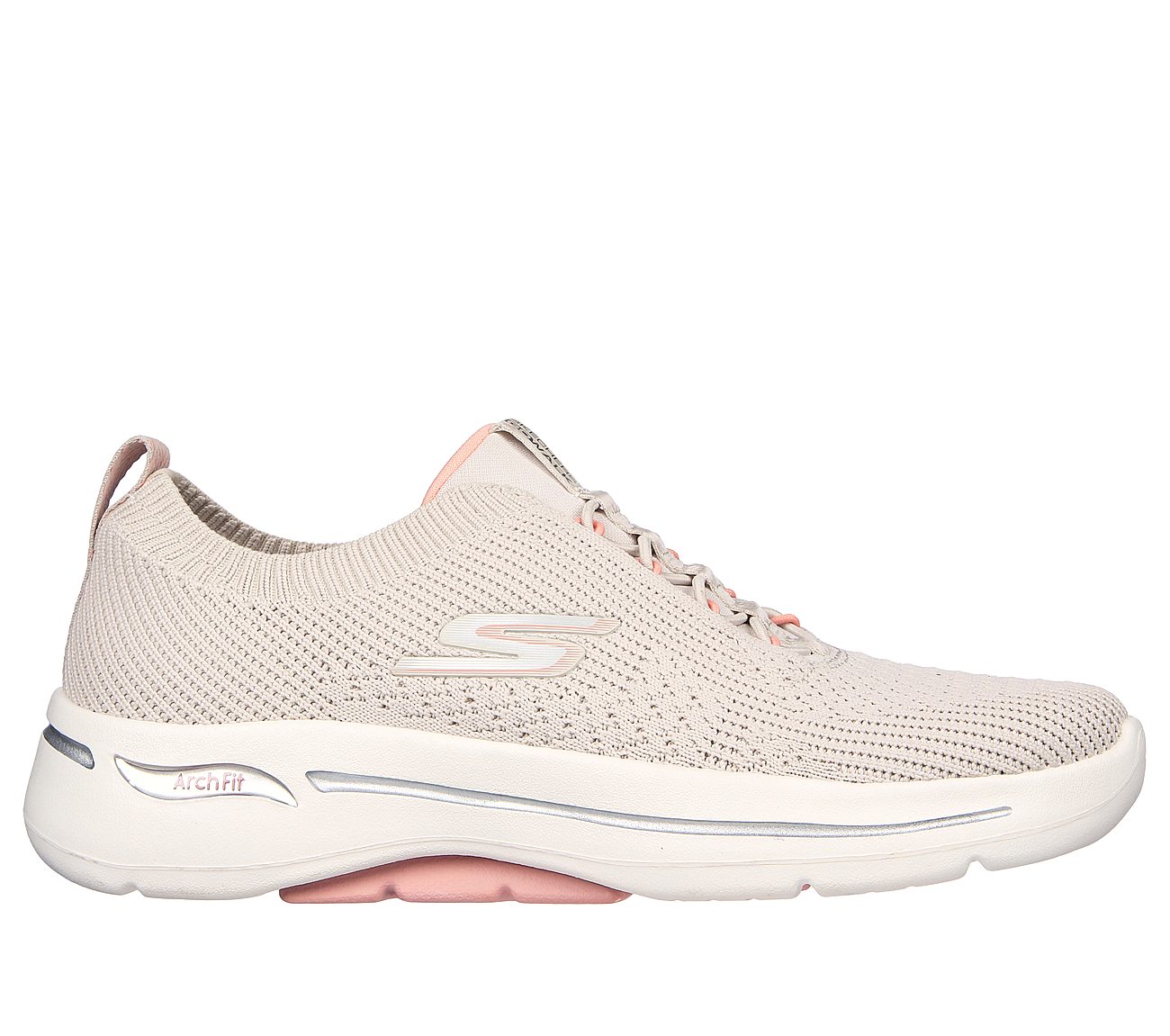 GO WALK ARCH FIT - CRYSTAL WA, TAUPE/PINK Footwear Lateral View