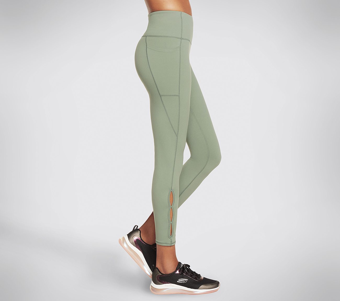 GOFLEX SLIT HW 7/8 LEGGING, LIGHT GREEN Apparels Lateral View