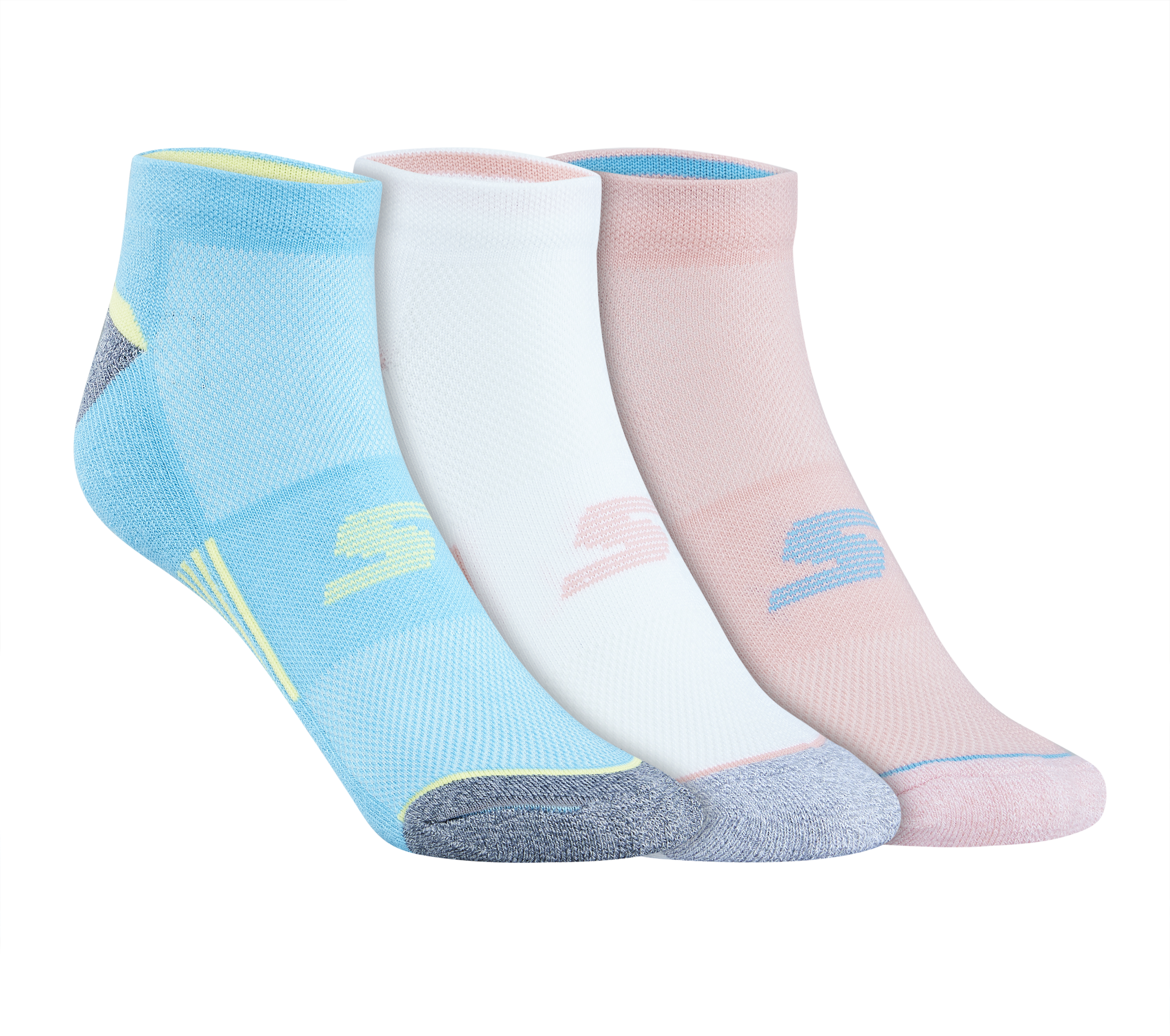 3PK WOMENS 1/2 TERRY LOWCUT, PINK/BLUE Accessories Lateral View