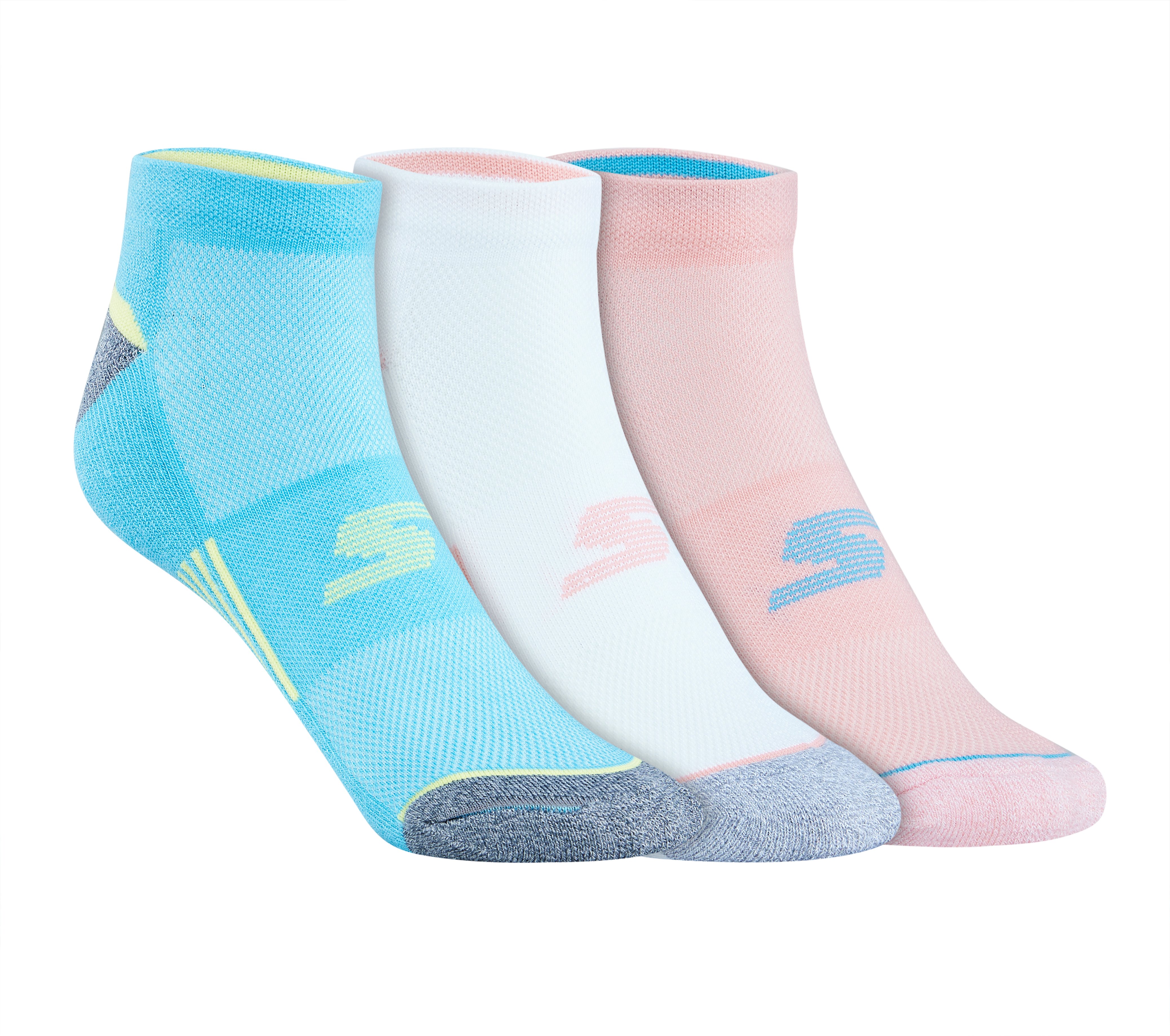 3PK WOMENS 1/2 TERRY LOWCUT, PINK/BLUE Accessories Lateral View