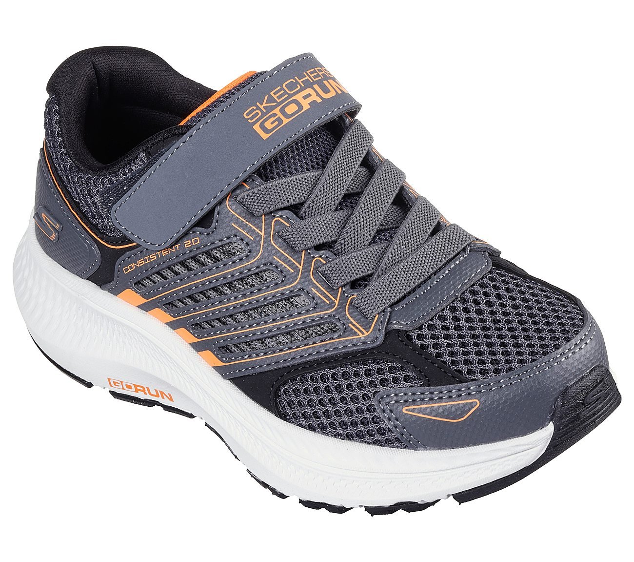 GO RUN CONSISTENT 2, CHARCOAL/ORANGE Footwear Right View