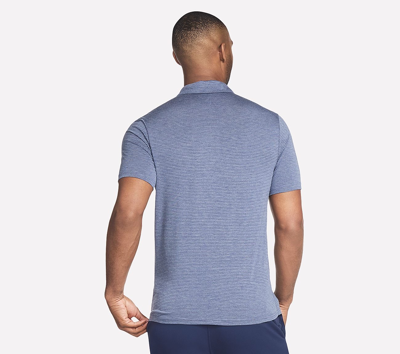 GODRI PREMIER STRIPE POLO, NAVY Apparel Top View