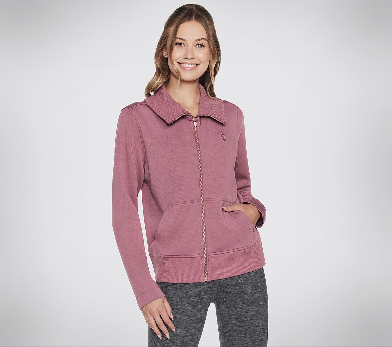 SKECHERS HOODLESS HOODIE SKEC, DARK MAUVE Apparels Lateral View