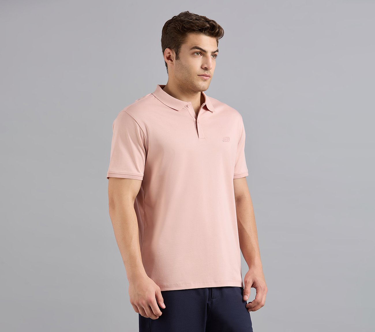 HIGHLANDER FRONT ZIPPER POLO, NATURAL/LIGHT PINK