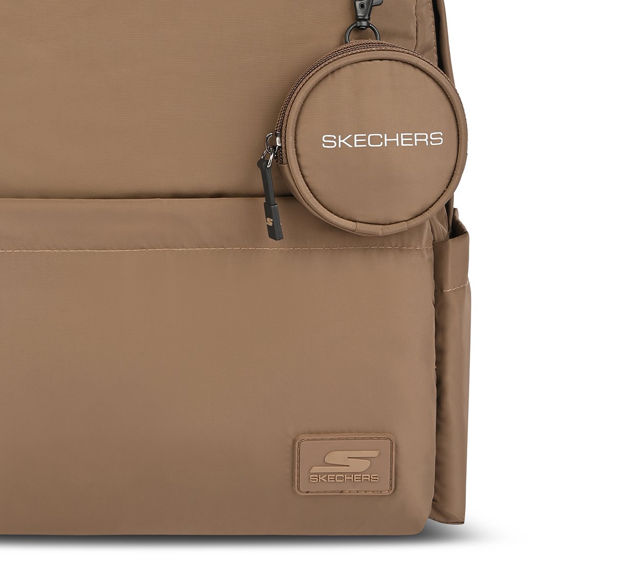 MICRO POLYESTER SINGLE COMPARTMENT & COIN POUCH BACKPACK, BROWN