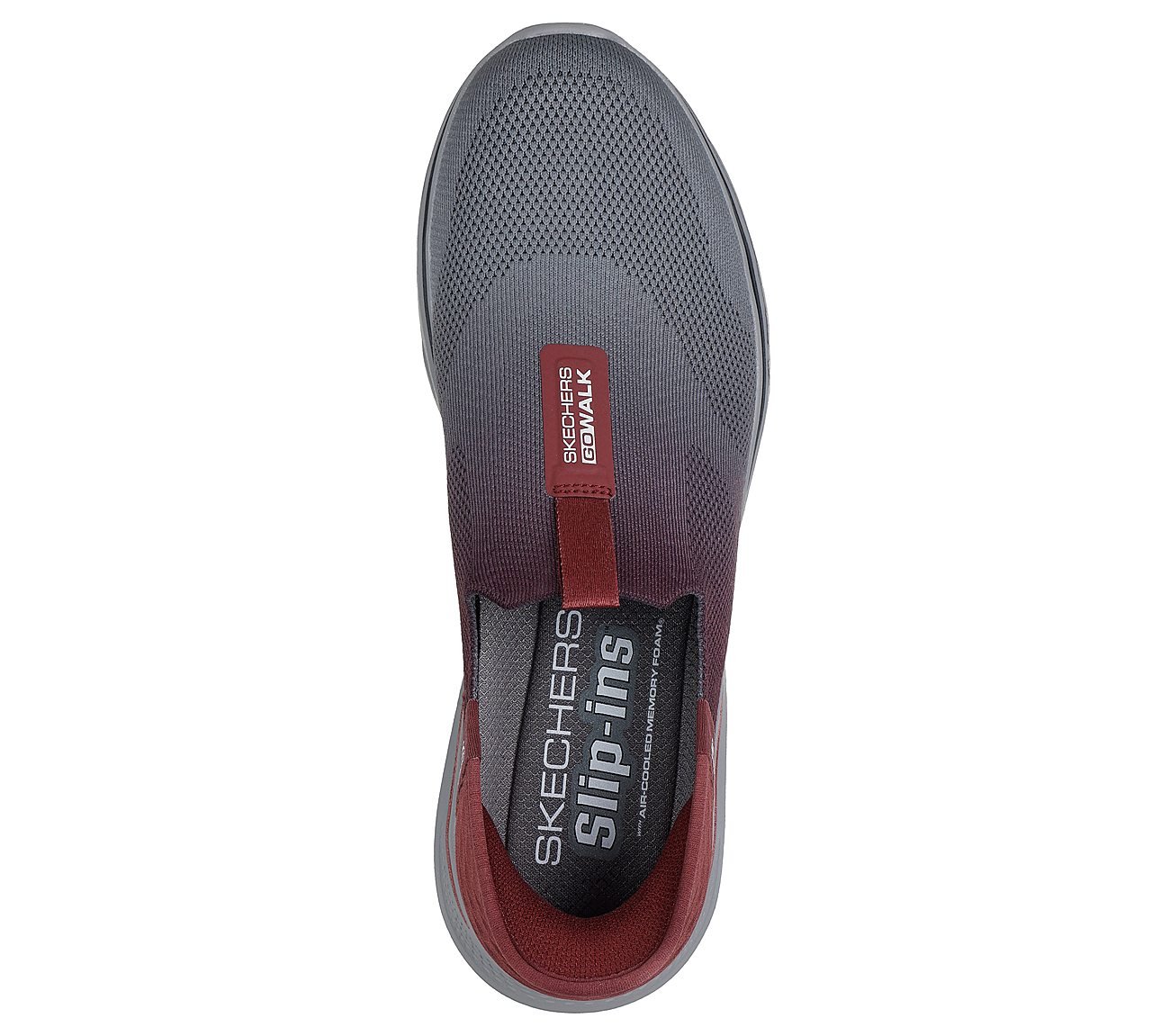 GO WALK 7 - EASY ON 2, RED GRAY Footwear Top View