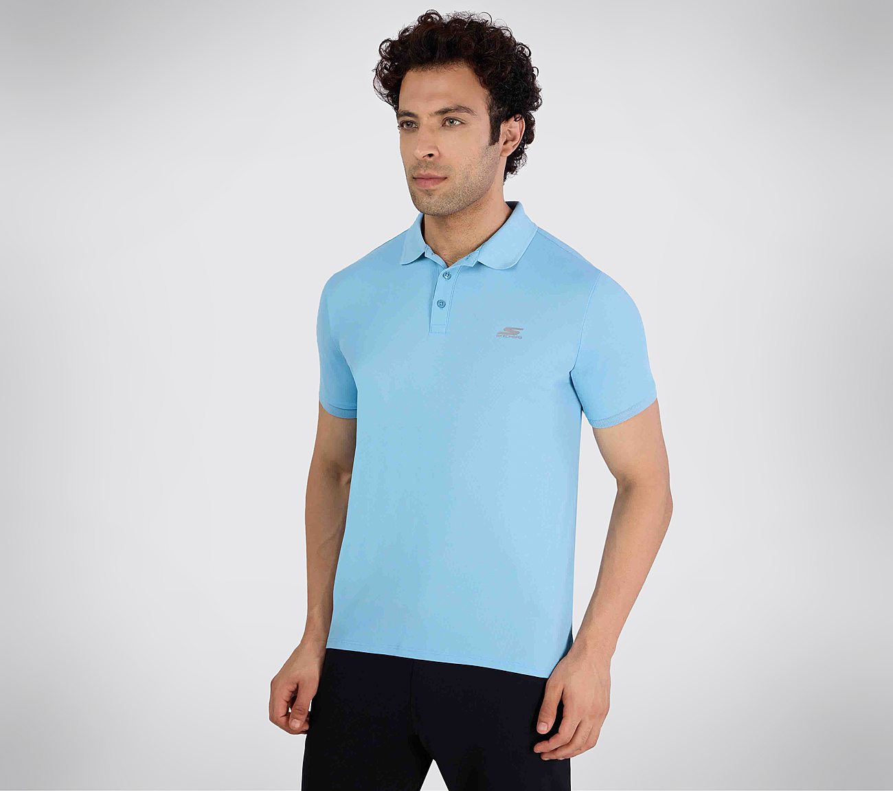 SS PERFORMANCE POLO, GUNMETAL TURQUOISE Apparel Top View