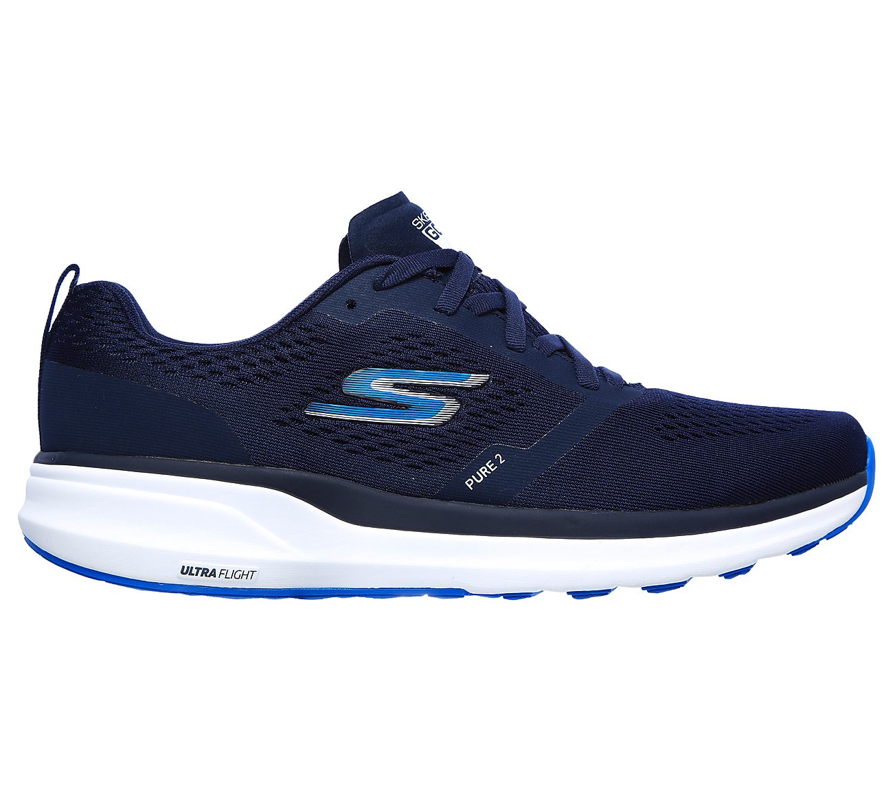 GO RUN PURE 2, NAVY/BLUE Footwear Lateral View