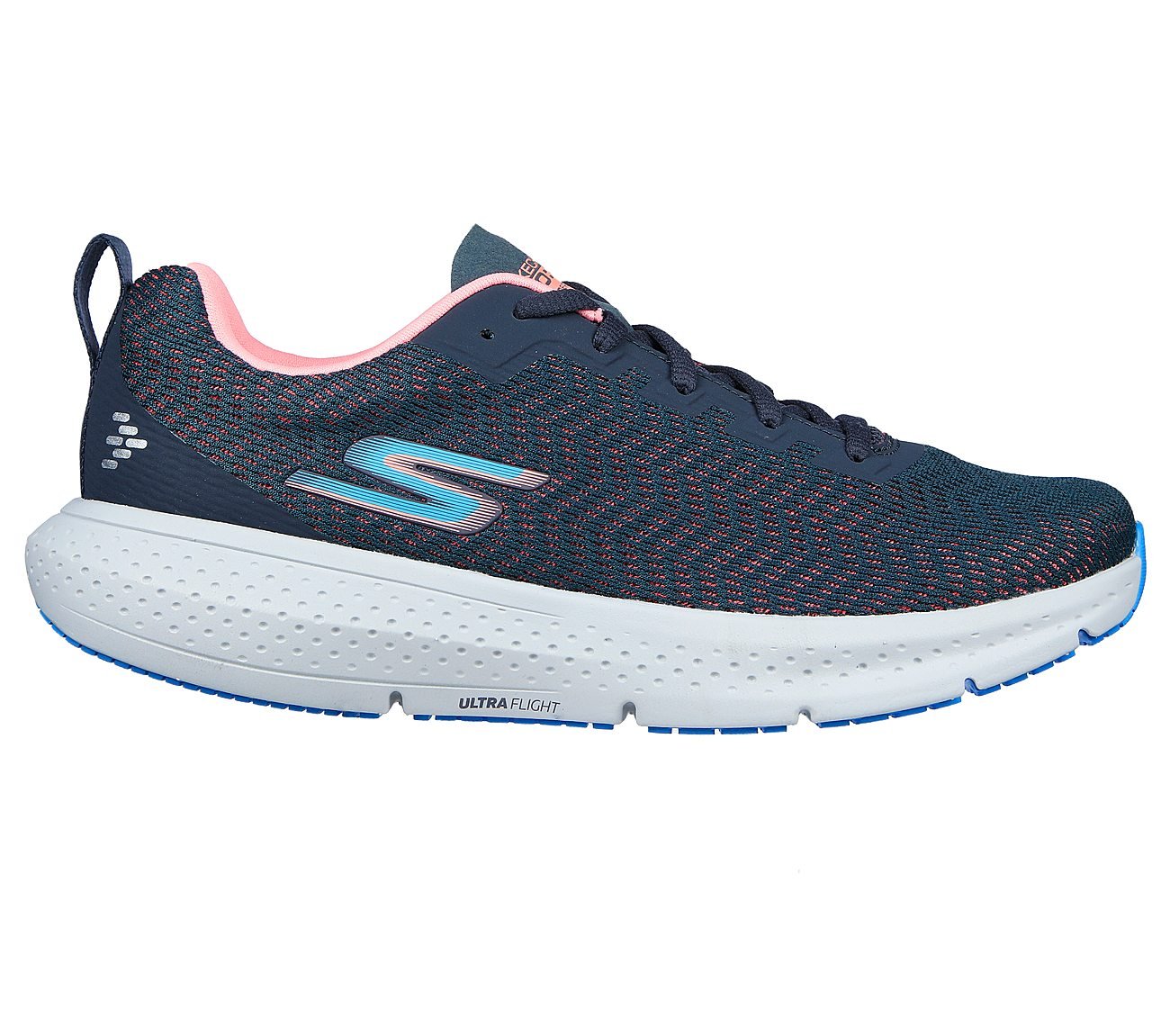 GO RUN SUPERSONIC, CHARCOAL/PINK Footwear Lateral View