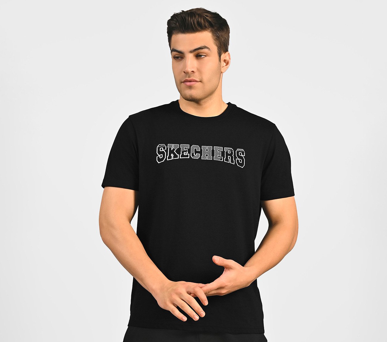 DUAL PRINT VARSITY GRAPHIC T-SHIRT, BLACK Apparel Lateral View