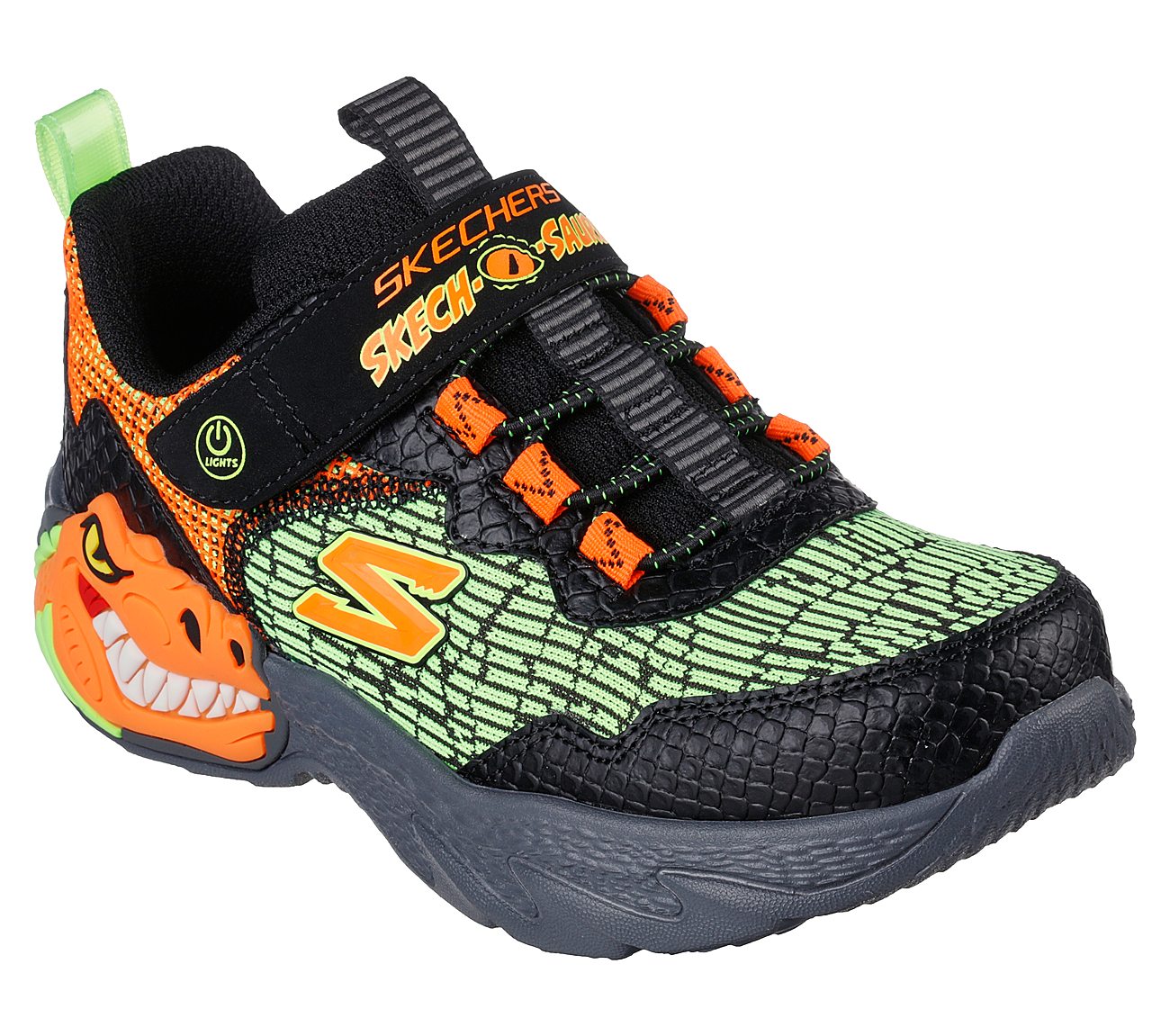 DINO-LIGHTS, BLACK/ORANGE Footwear Right View