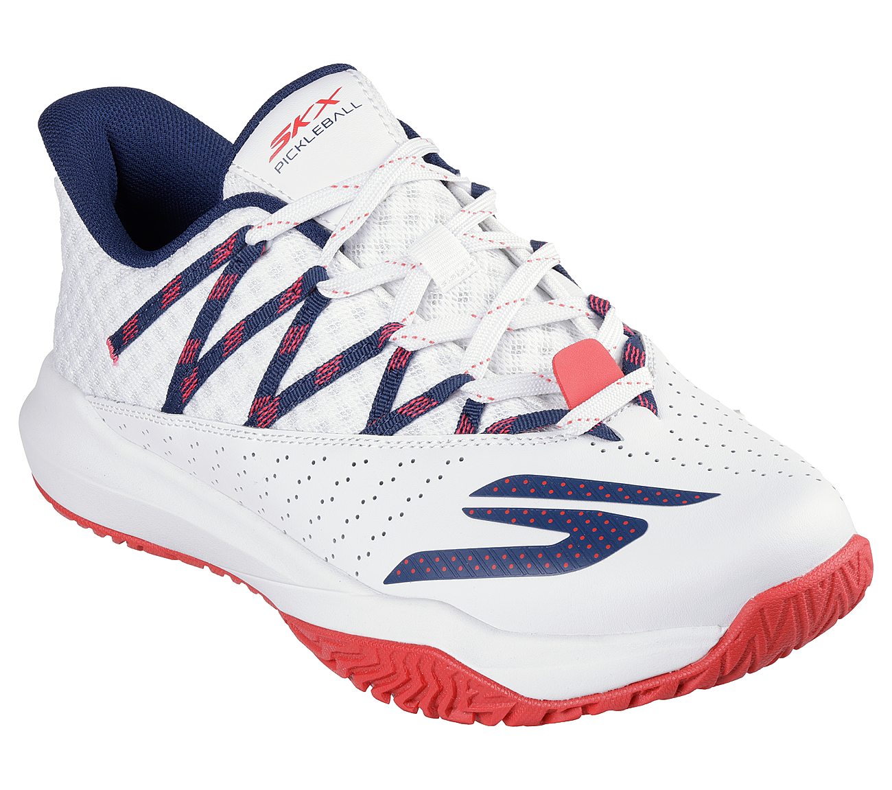 SKECHERS VIPER COURT RALLY, WHITE/NAVY/RED Footwear Right View