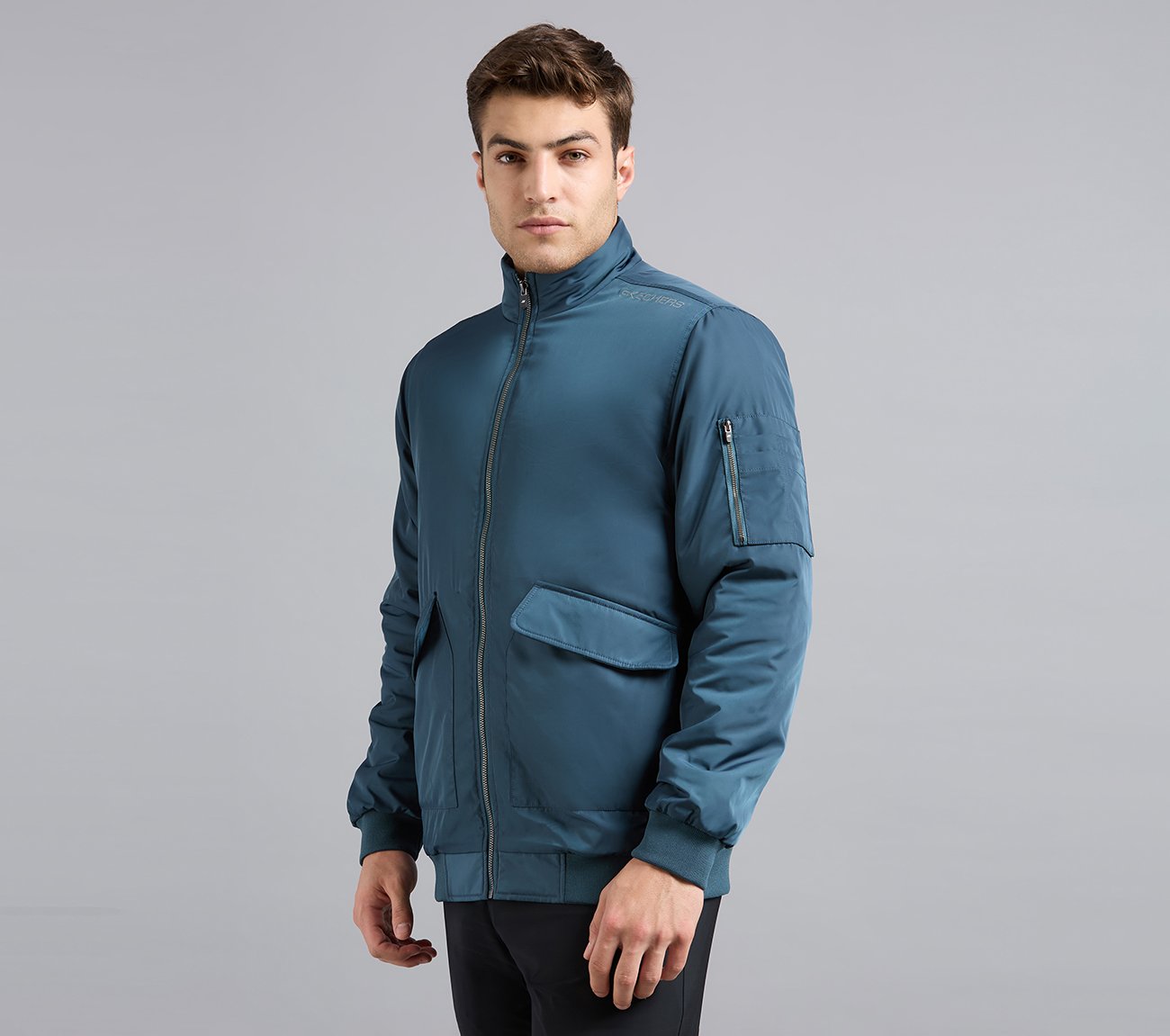 DOUBLE POCKET JACKET, TAUPE/BLUE Apparels Top View