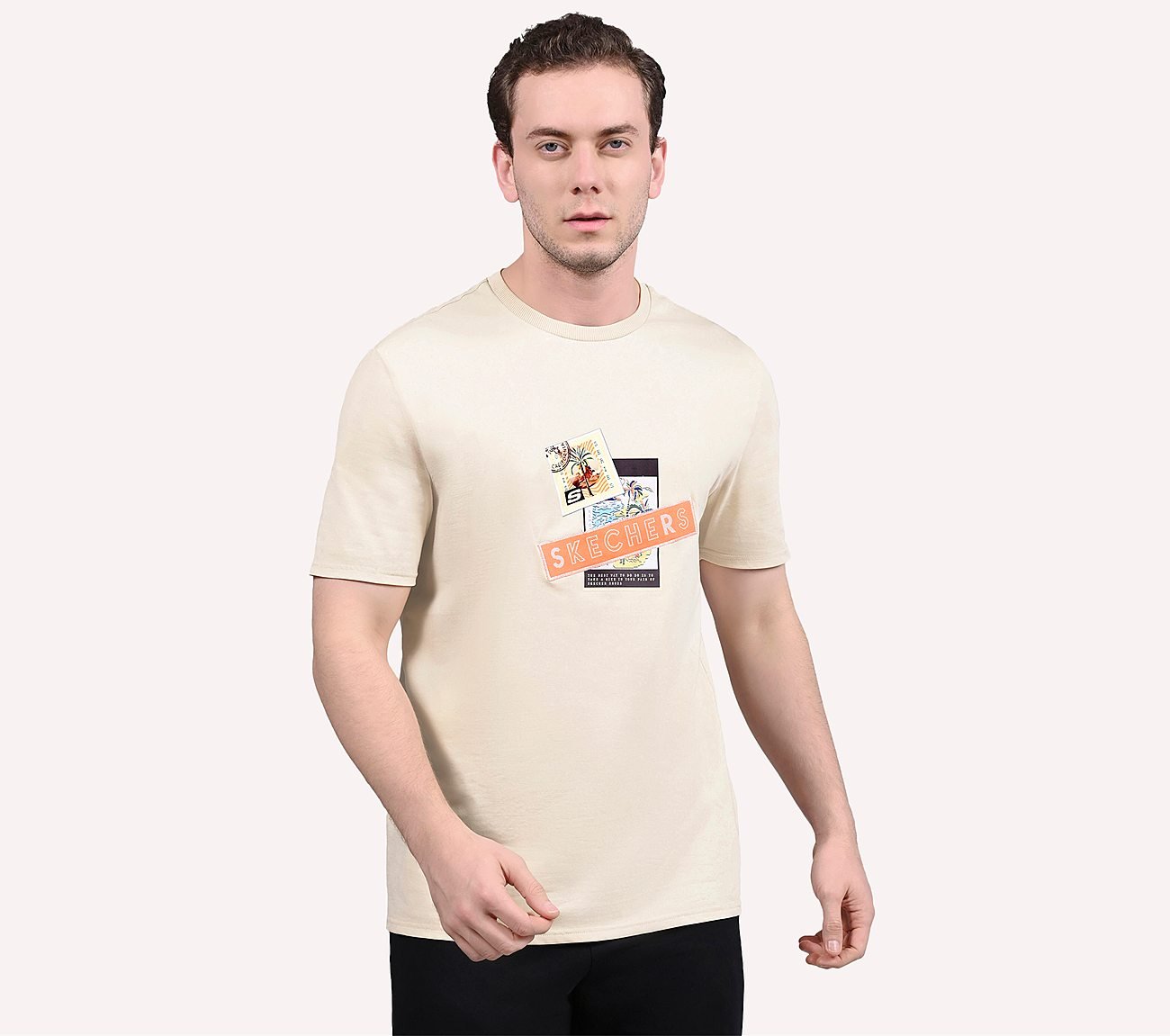 OASIS SKX STAMP TEE, OFF WHITE/GREY Apparels Lateral View