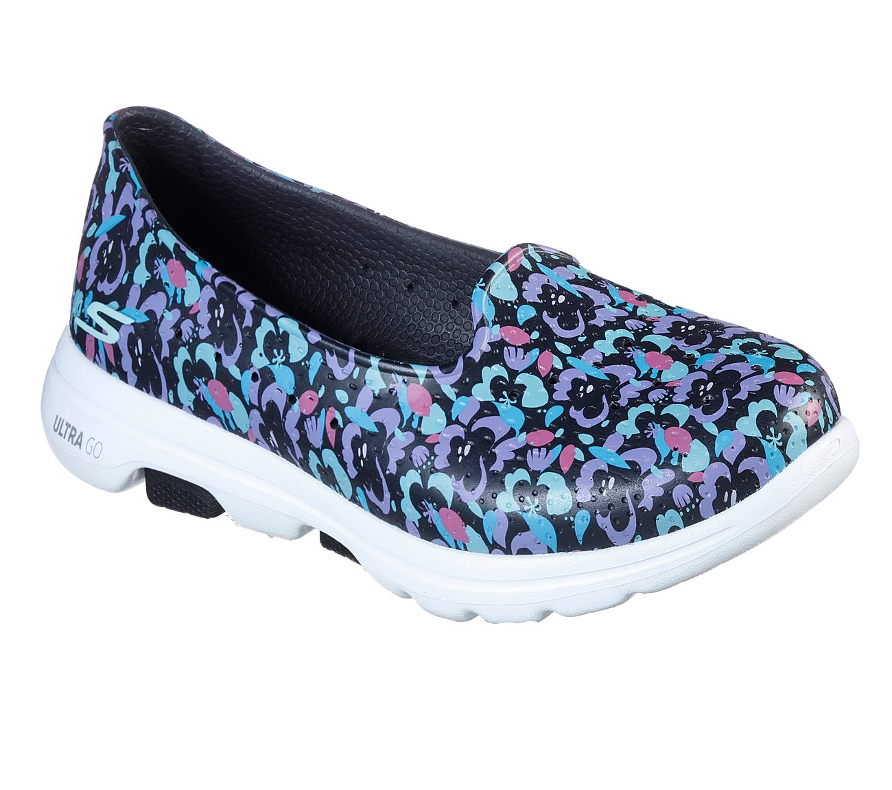 GO WALK 5 - BLOSSOMS, BLACK/MULTI Footwear Lateral View