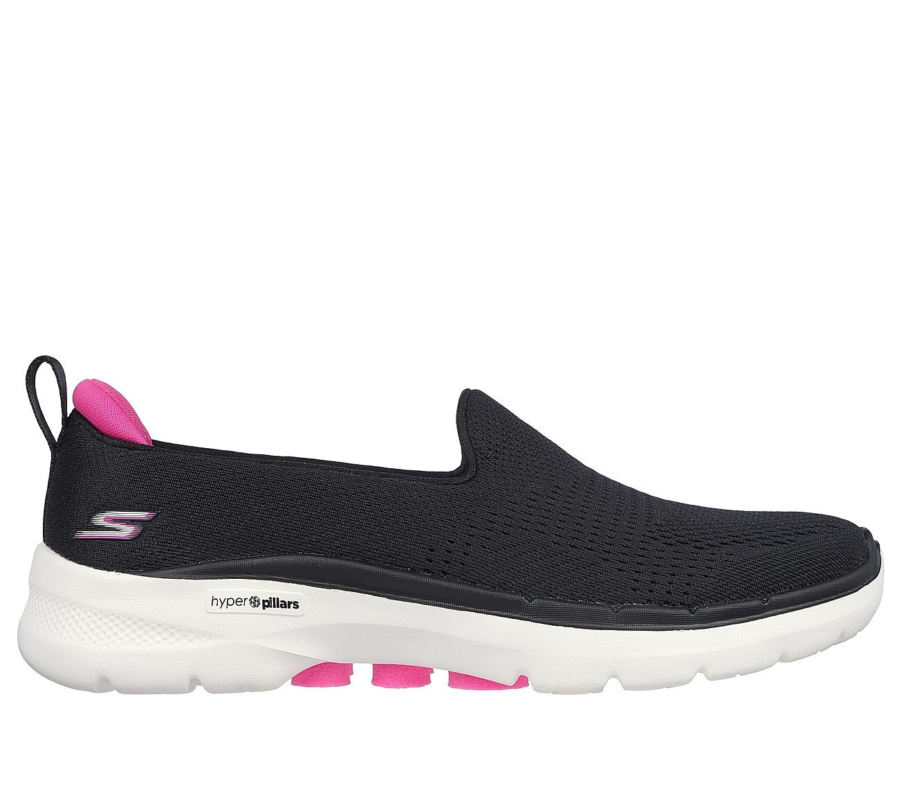 GO WALK 6 - OCEAN SPLASH, BLACK/HOT PINK Footwear Lateral View