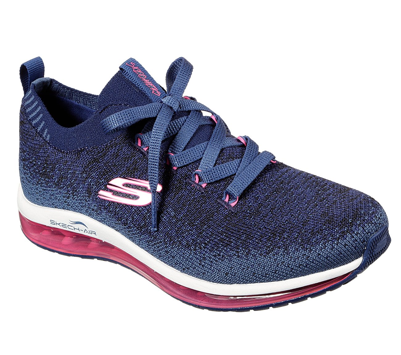SKECH-AIR ELEMENT-BRISK MOTIO, NAVY/HOT PINK Footwear Lateral View