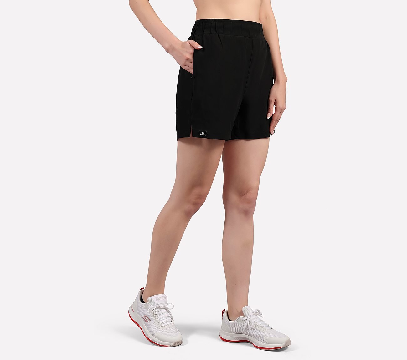 TOWEL LOOP WAISTBAND SHORTS, BLACK Apparels Bottom View