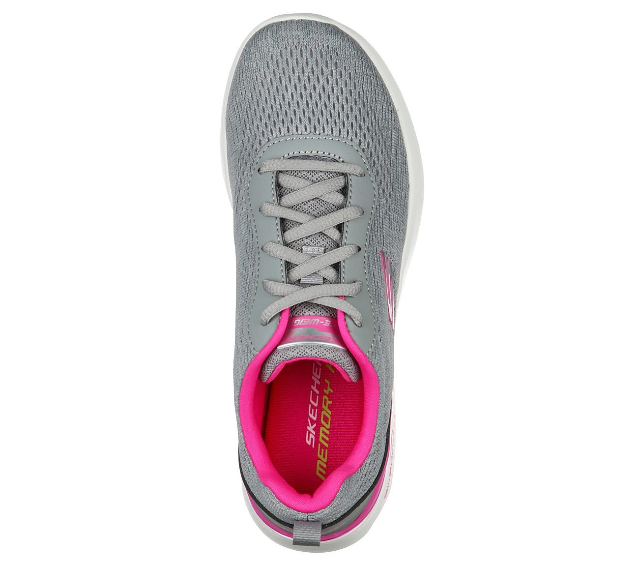 SKECH-AIR DYNAMIGHT-TOP PRIZE, GREY/HOT PINK Footwear Top View