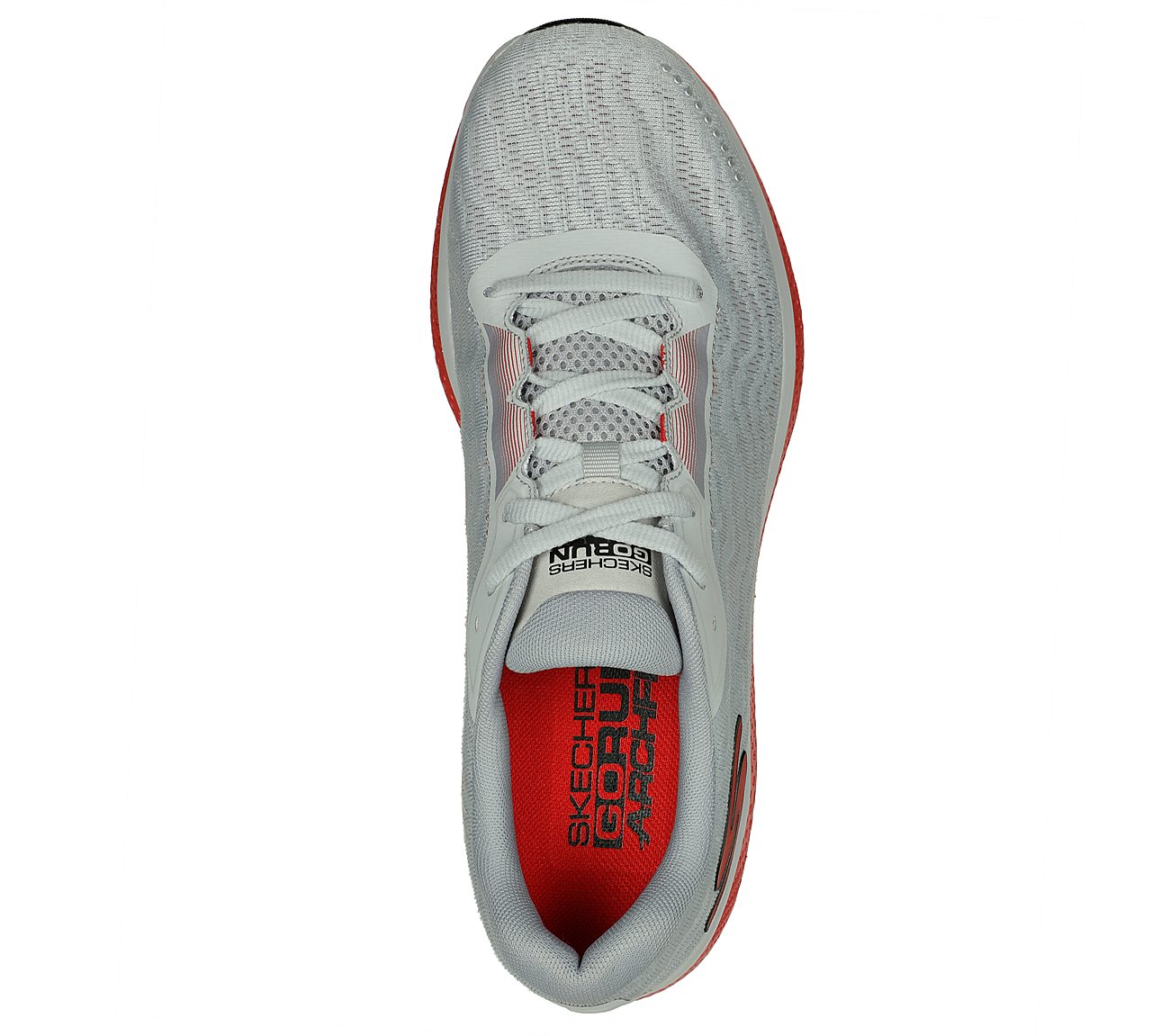 GO RUN RIDE 10, GREY/RED Footwear Top View