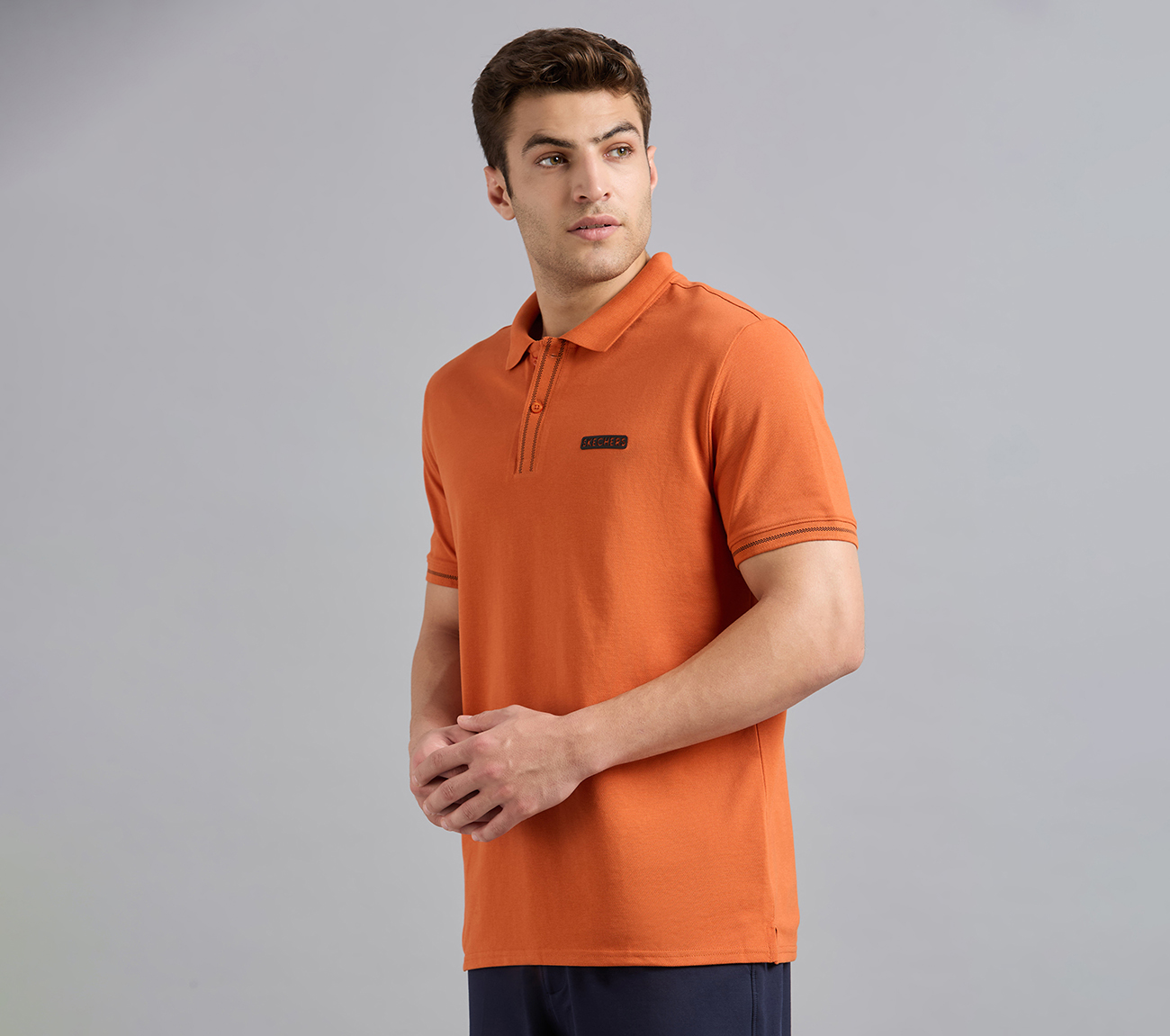 DUAL HIGHLIGHT TIPPING POLO, CHARCOAL/ORANGE