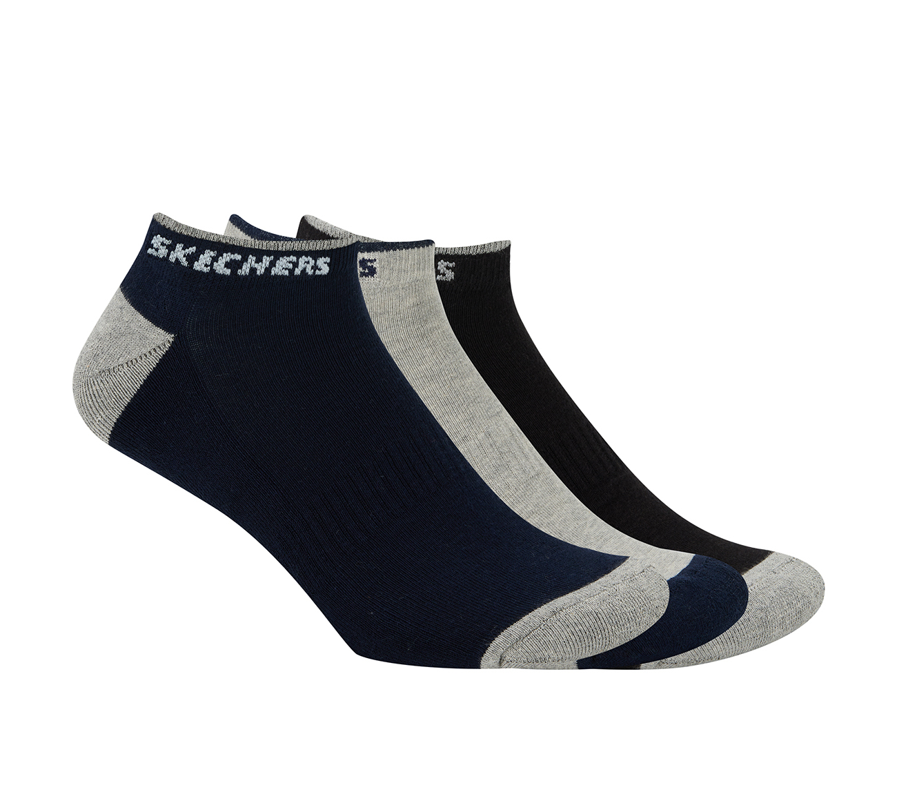 3PK MENS HALF TERRY LOW CUT, BLACK/GUNMETAL/BLUE Accessories Lateral View