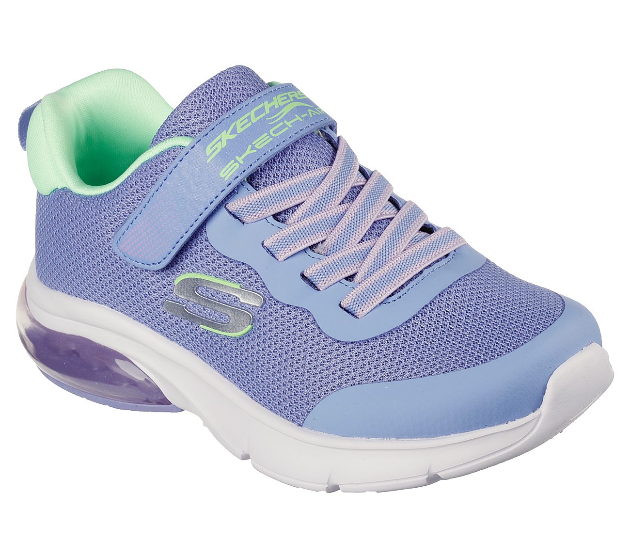 SKECH-AIR AIRMATIC, BLUE/LIME Footwear Right View