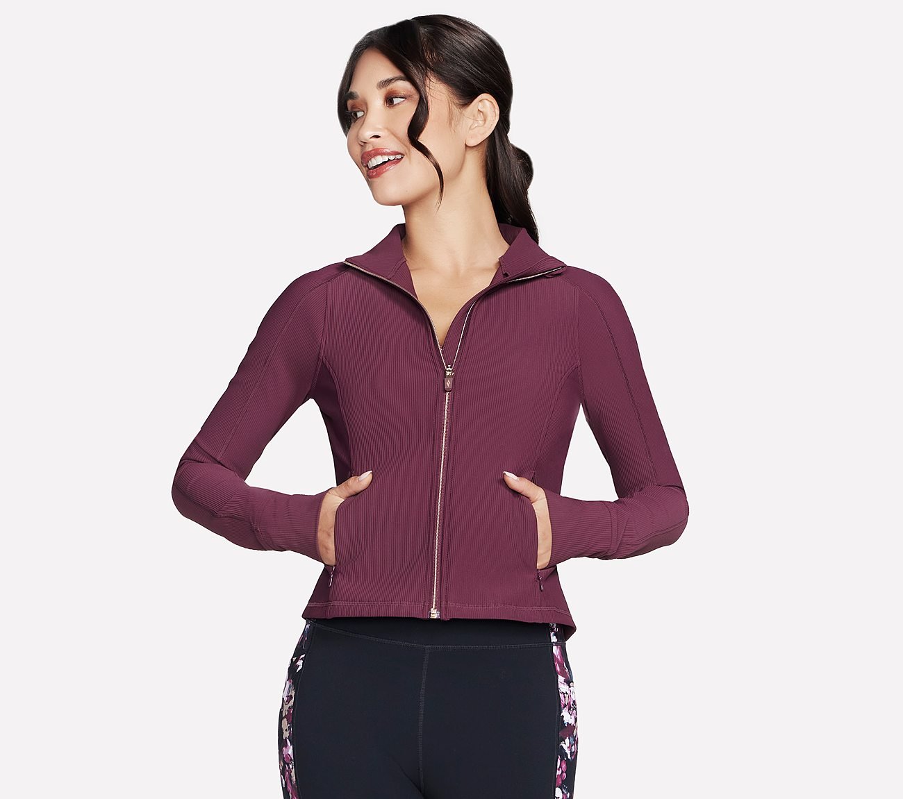 GOFLEX RIB JACKET, BURGUNDY/PINK Apparels Left View