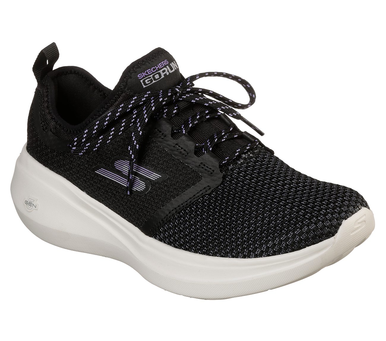 GO RUN FAST-INVIGORATE, BLACK/LAVENDER Footwear Lateral View