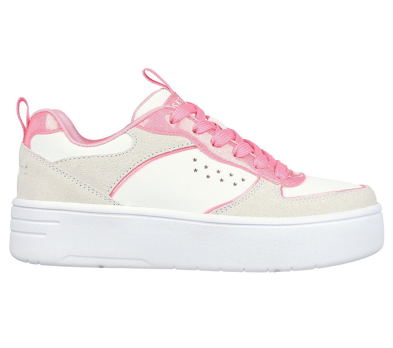 COURT HIGH - GLITTER MIX, WHITE/HOT CORAL Footwear Lateral View