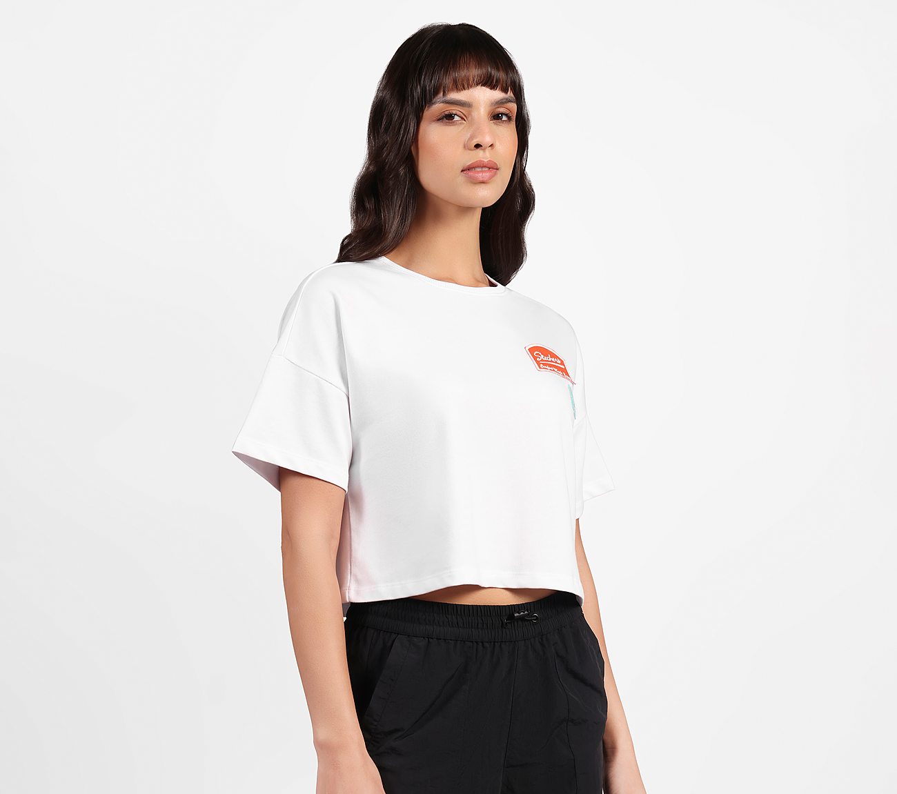 DROP SHOULDER BADGE T-SHIRT, WHITE Apparels Bottom View