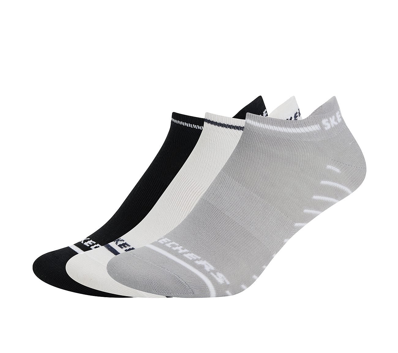 3PK WOMENS NON TERRY LOW CUT, BLACK/WHITE/GRY