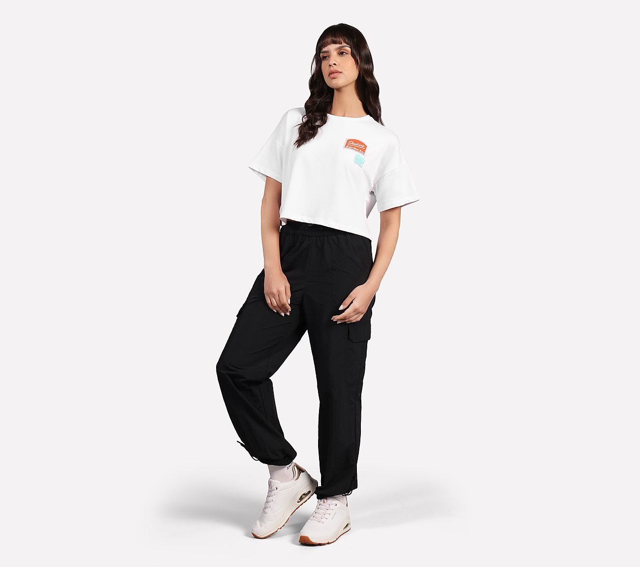 DROP SHOULDER BADGE T-SHIRT, WHITE Apparels Right View