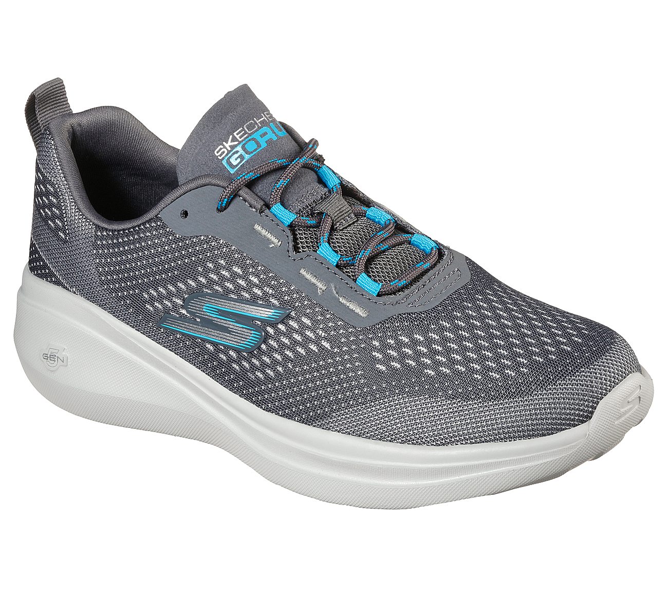 GO RUN FAST - LASER, CHARCOAL/AQUA Footwear Right View