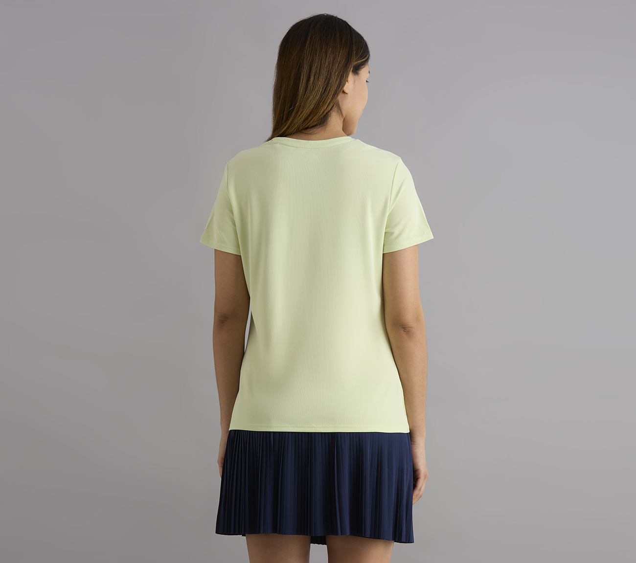 PERFORMANCE RUNNING T-SHIRT, LT. GRAY/LIME Apparel Left View