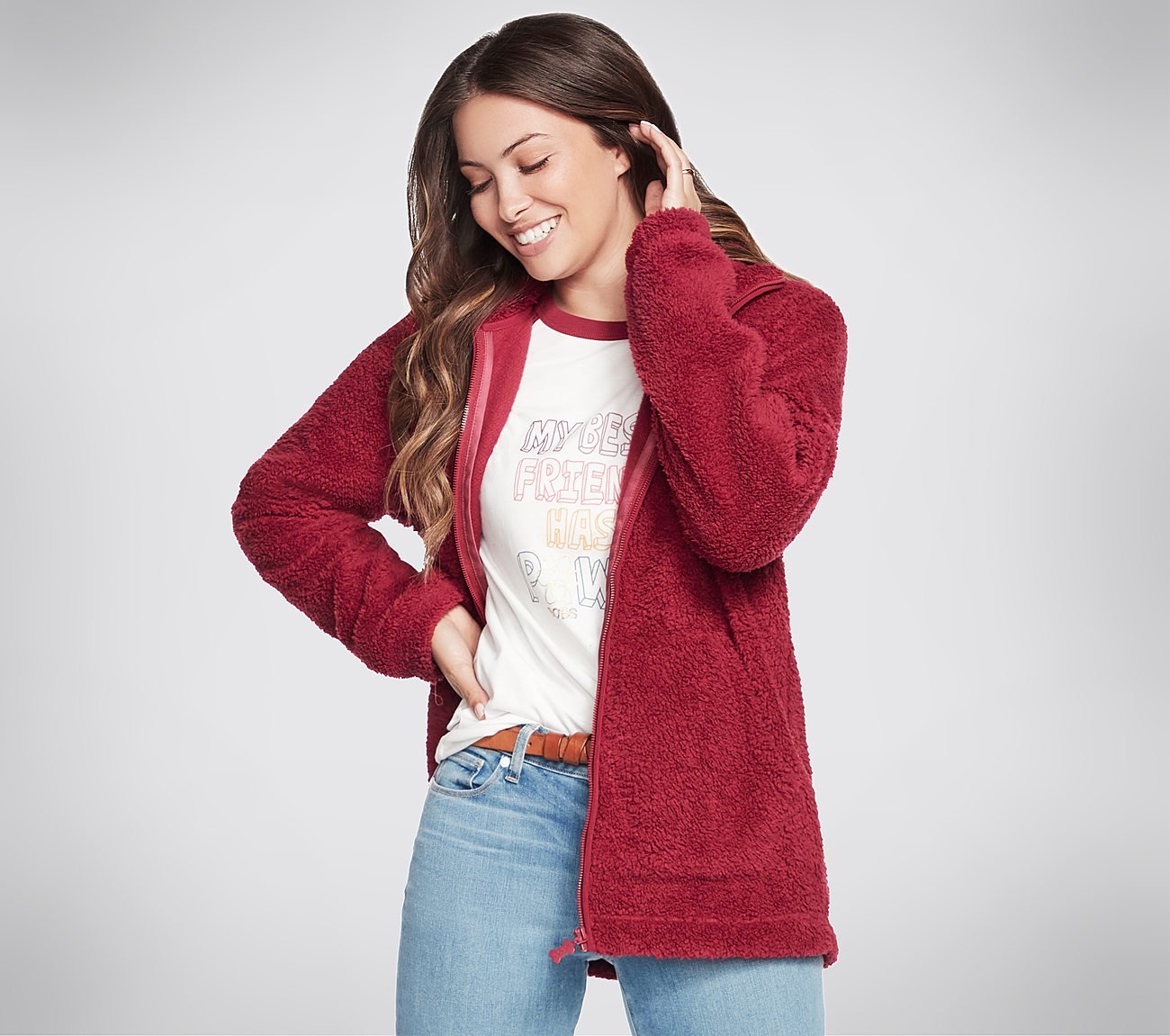 BOBS SHERPA FZ JACKET, RASPBERRY Apparels Left View
