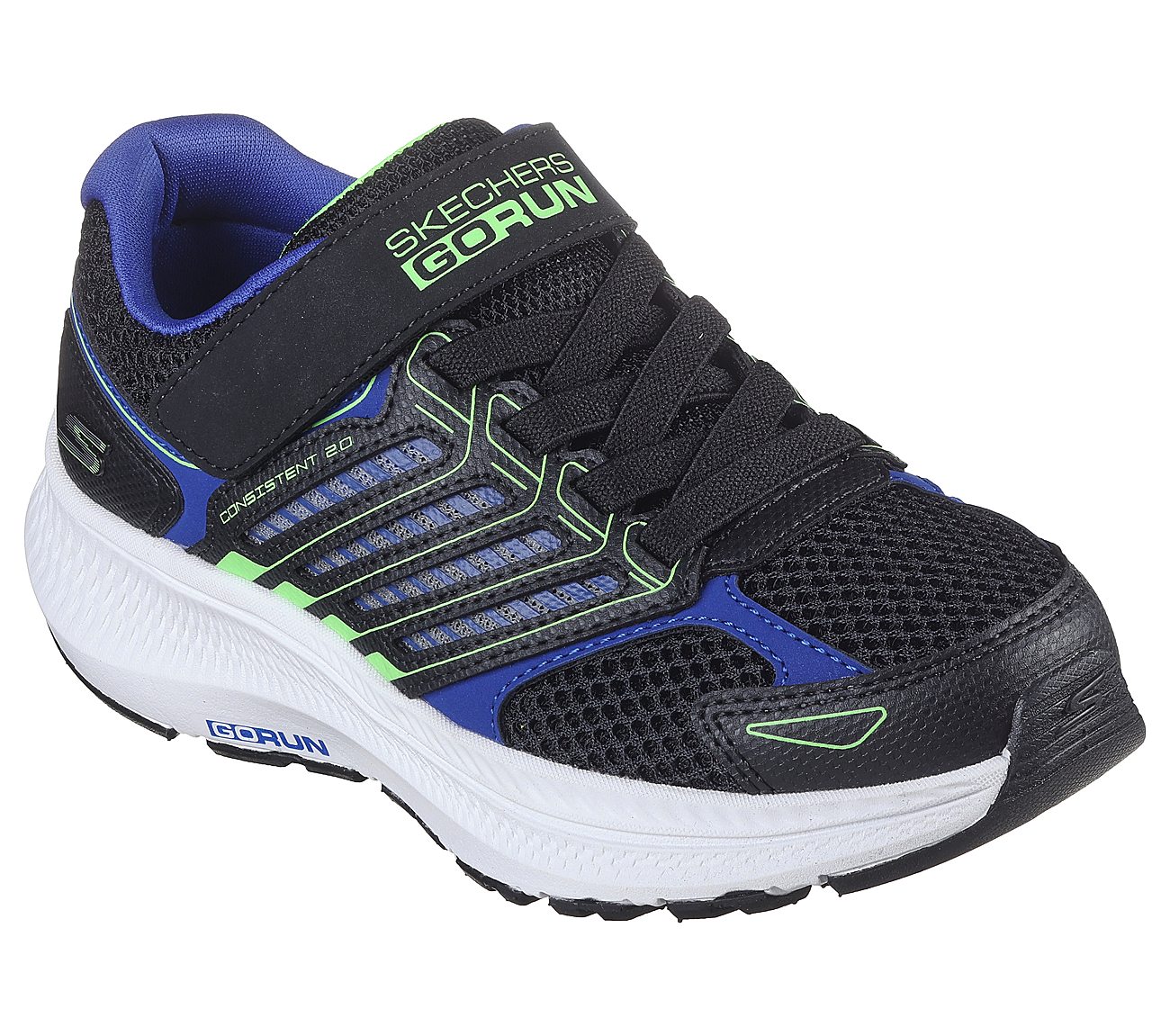 GO RUN CONSISTENT 2, BLK/BLUE/LIME Footwear Right View