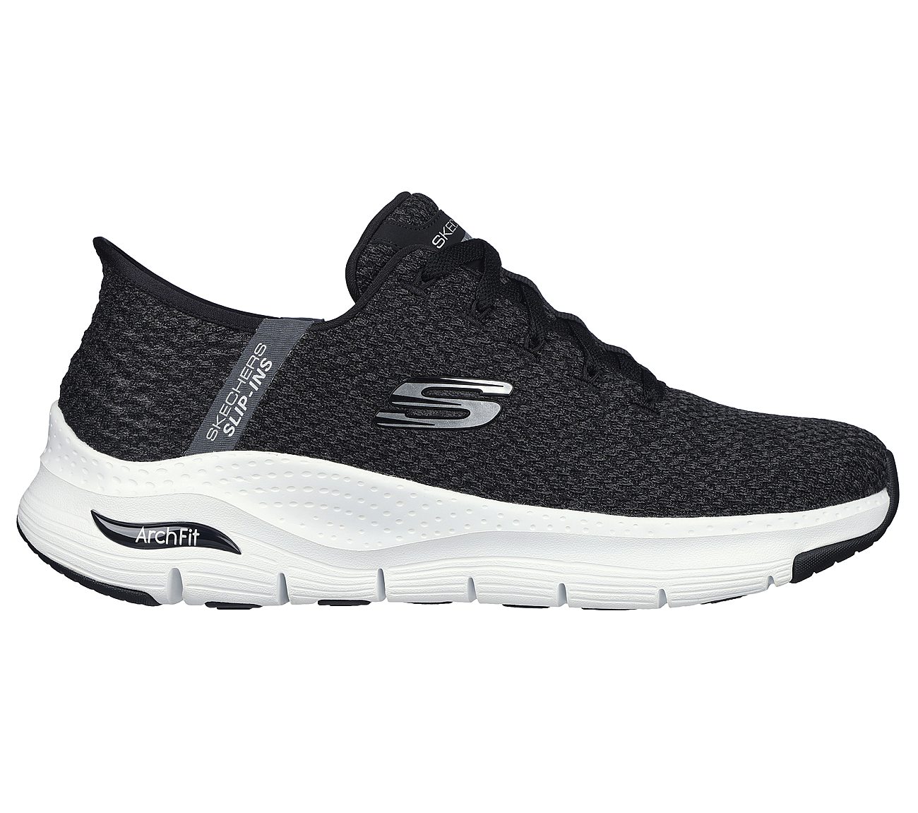 Skechers Slip-Ins: Arch Fit - New Verse, BLACK/WHITE Footwear Lateral View