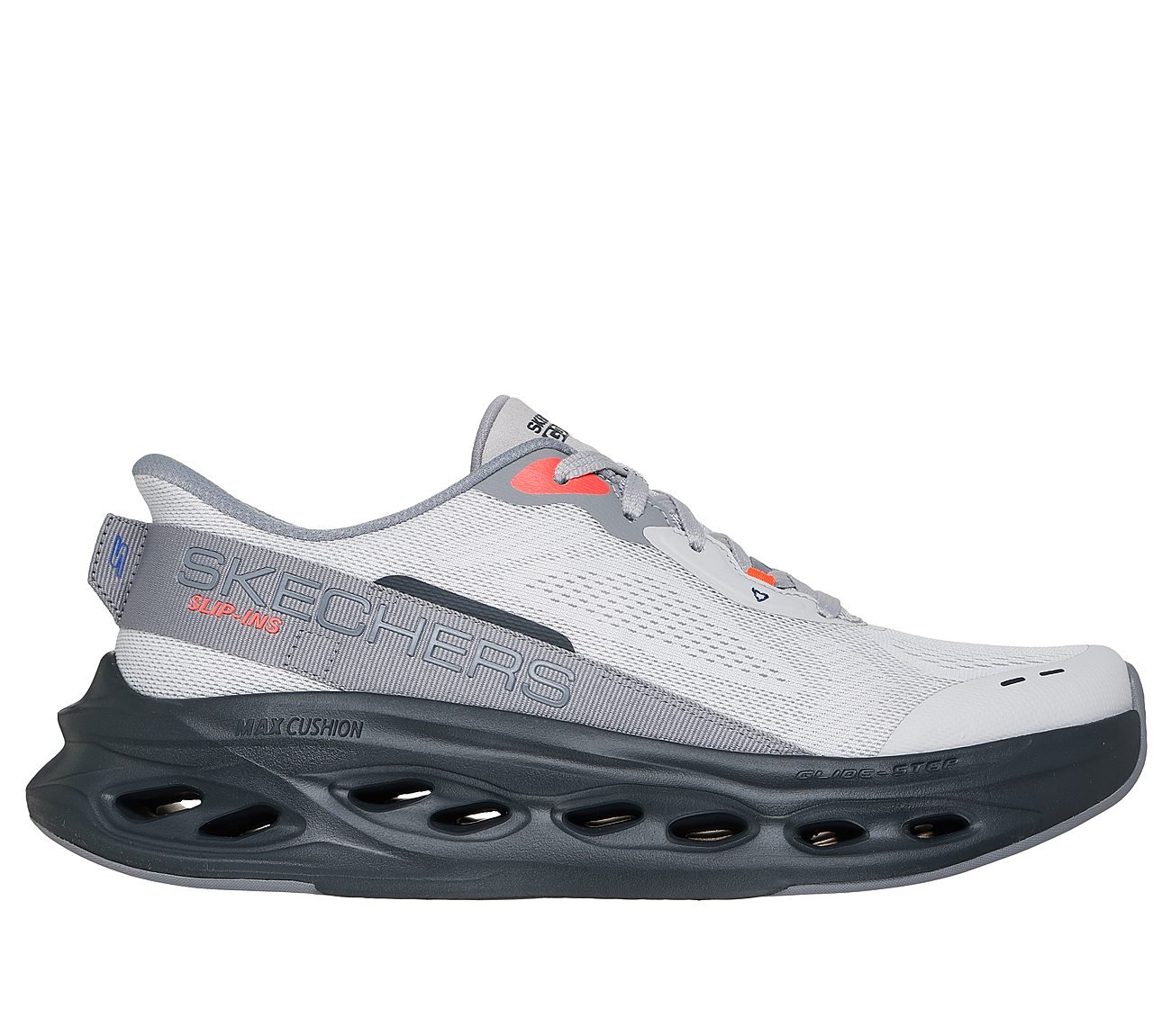 MAX CUSHIONING GLIDE-STEP - A, GRAY/BLACK Footwear Lateral View