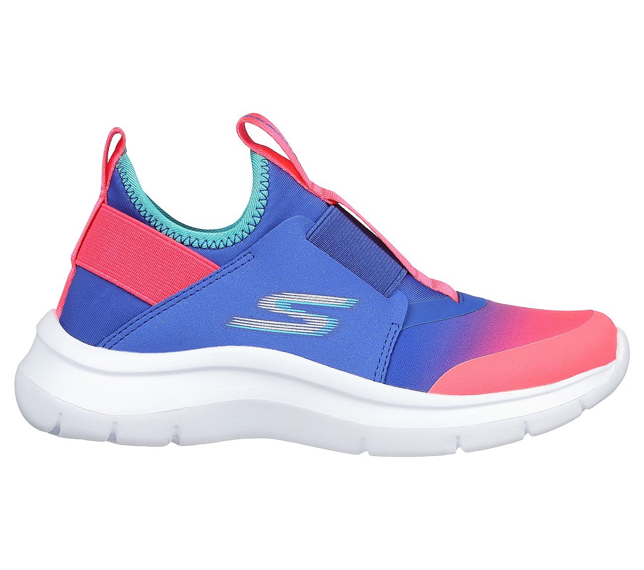 SKECH FAST - OMBRE SUNSET, BLUE/CORAL Footwear Lateral View