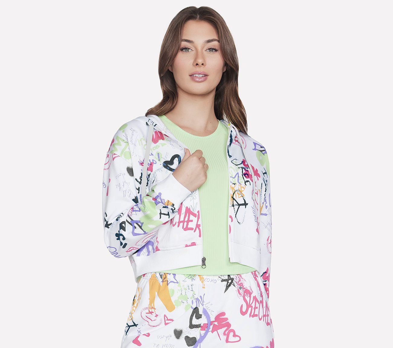 UNO GRAFFITI FZ HOODIE, WHITE Apparel Lateral View
