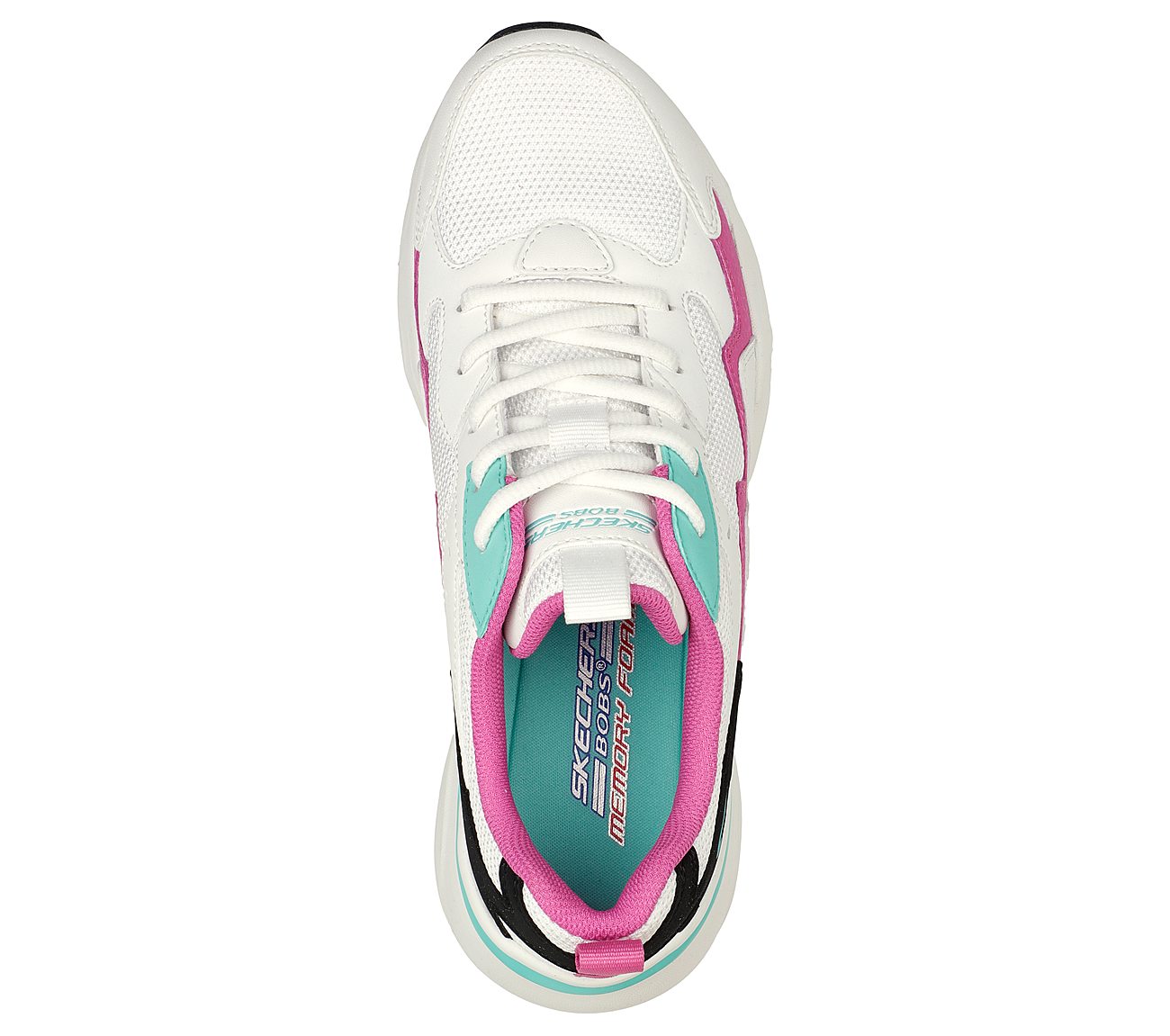 BOBS BAMINA-ZIGZAGGER, WHITE/PINK/TURQUOISE Footwear Top View