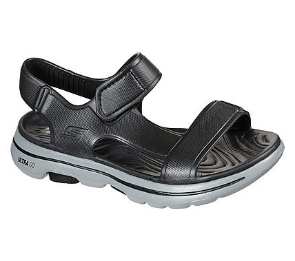 GO WALK 5 - BAYSIDE, BLACK/GREY Footwear Lateral View