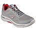 GO WALK ARCH FIT-IDYLLIC, LIGHT GREY/RED Footwear Lateral View